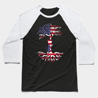 Cat ADN Tree America Flag Baseball T-Shirt